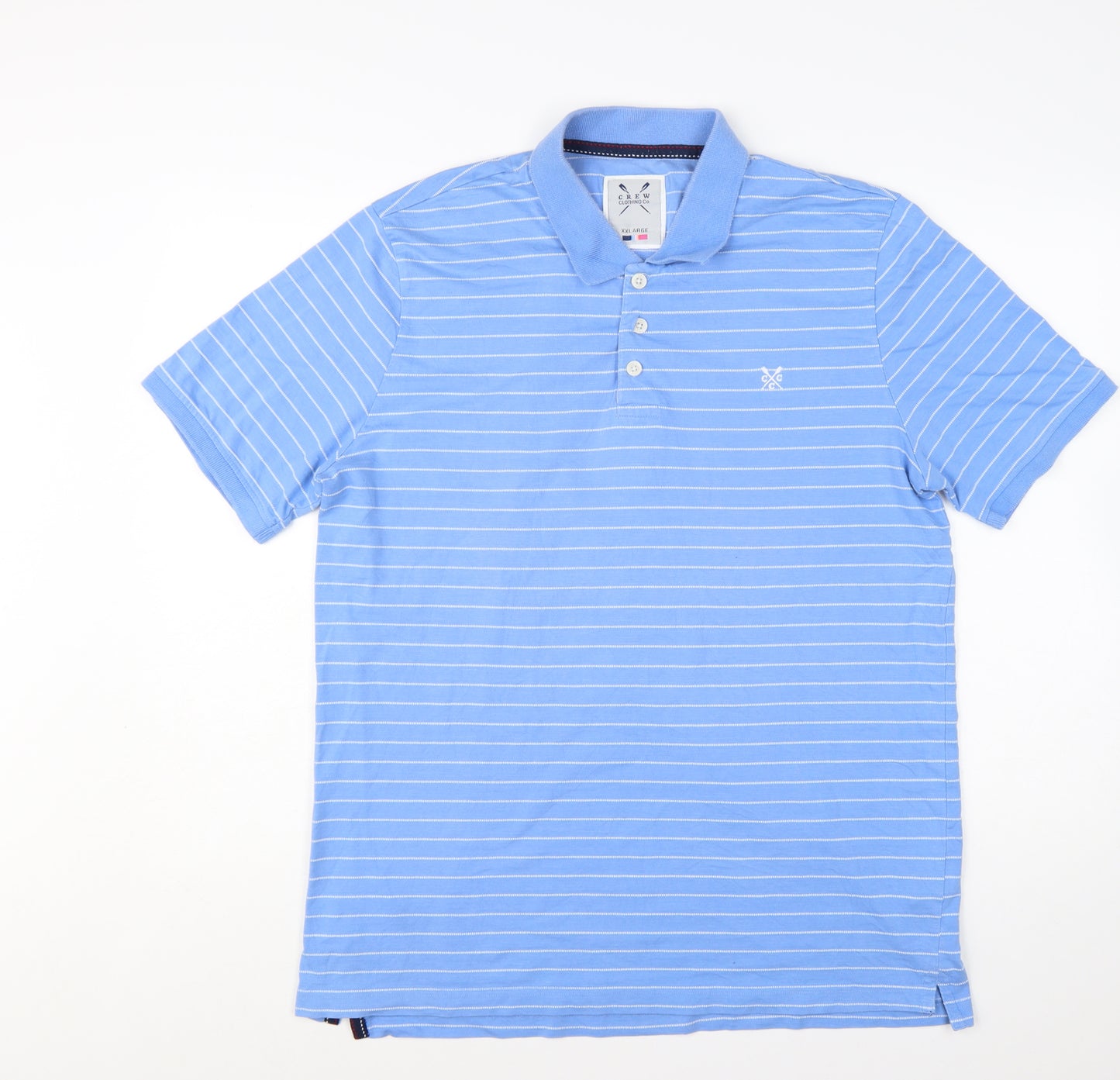 Crew Clothing Co Men Blue Striped Polo Shirt Size 2XL Cotton