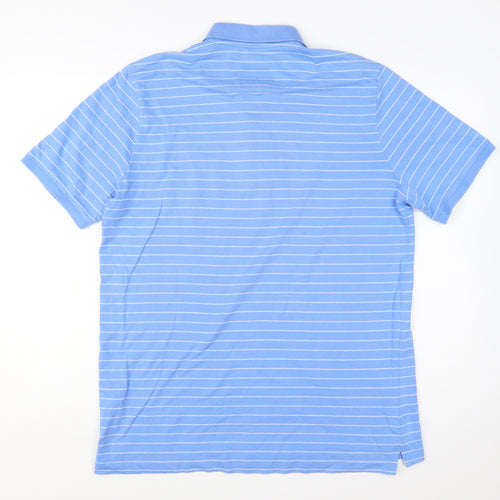 Crew Clothing Co Men Blue Striped Polo Shirt Size 2XL Cotton