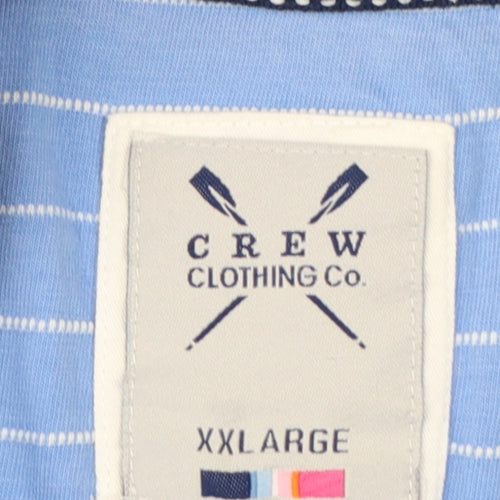 Crew Clothing Co Men Blue Striped Polo Shirt Size 2XL Cotton