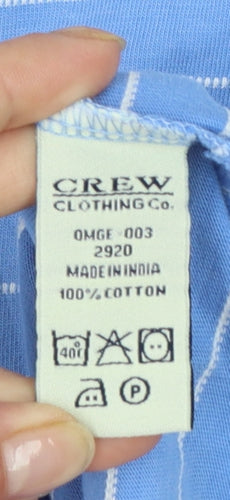 Crew Clothing Co Men Blue Striped Polo Shirt Size 2XL Cotton