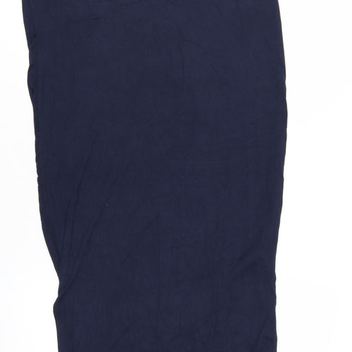 Oasis Women Blue Maxi Sleeveless Crochet Neck Viscose Dress M