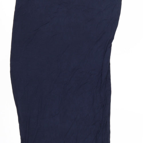 Oasis Women Blue Maxi Sleeveless Crochet Neck Viscose Dress M