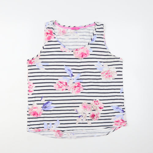 Joules Women's Multicoloured Floral Striped Cotton Sleeveless Tank Size 16