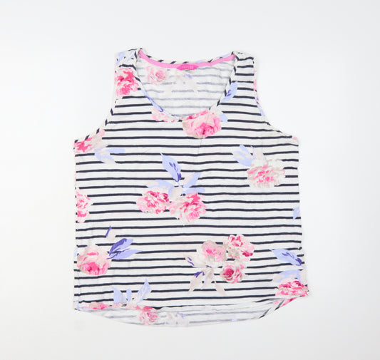 Joules Women's Multicoloured Floral Striped Cotton Sleeveless Tank Size 16