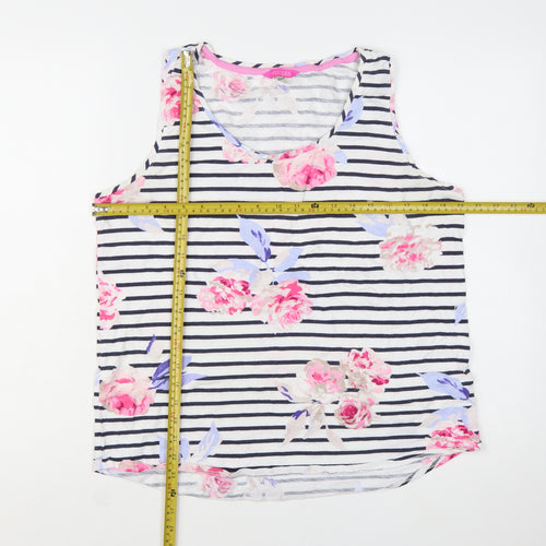 Joules Women's Multicoloured Floral Striped Cotton Sleeveless Tank Size 16
