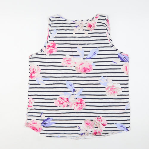 Joules Women's Multicoloured Floral Striped Cotton Sleeveless Tank Size 16