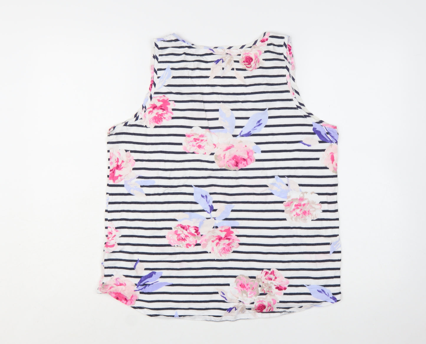 Joules Women's Multicoloured Floral Striped Cotton Sleeveless Tank Size 16