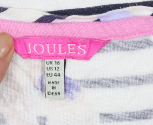 Joules Women's Multicoloured Floral Striped Cotton Sleeveless Tank Size 16