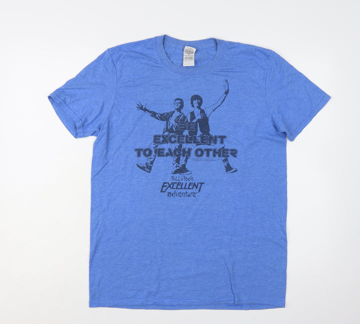 Gildan Men's Blue Bill & Ted's Excellent Adventure Graphic T-Shirt M