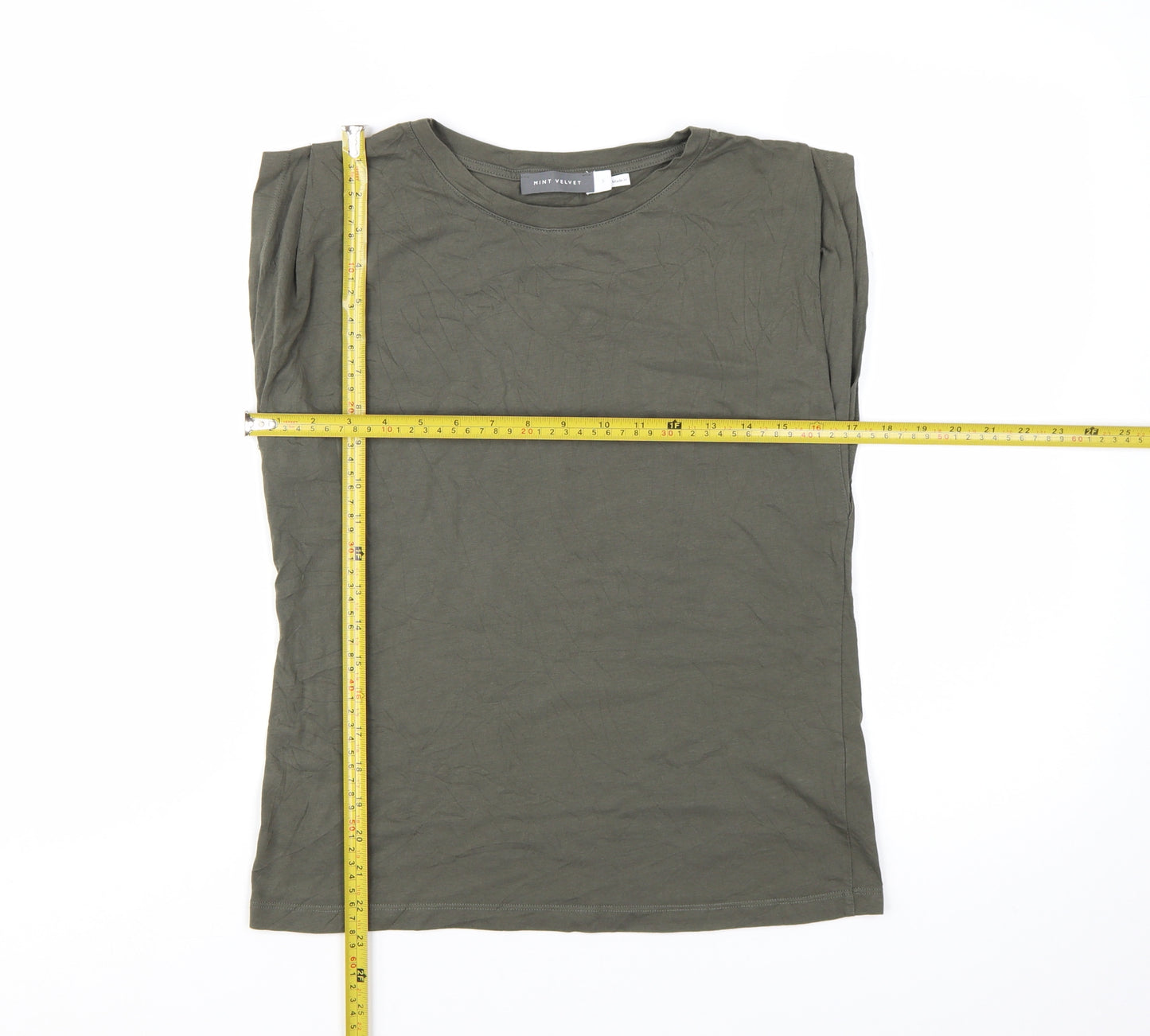 Mint Velvet Women's Green Sleeveless Cotton T-Shirt Size S
