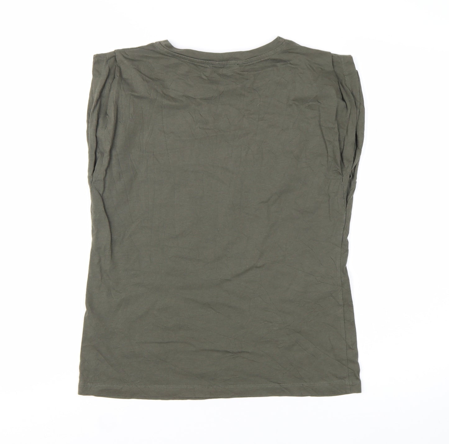 Mint Velvet Women's Green Sleeveless Cotton T-Shirt Size S