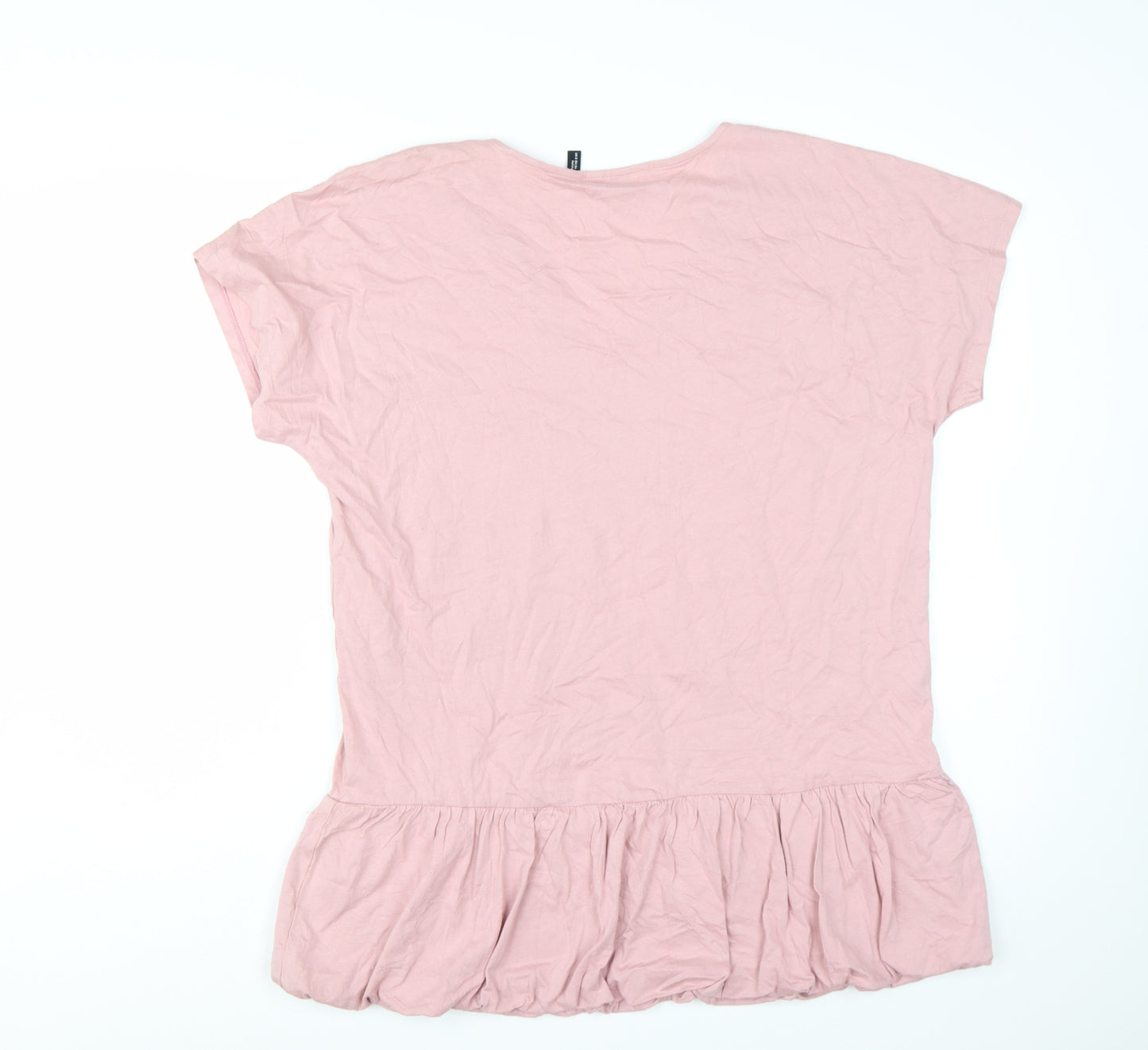 ASOS DESIGN Women’s Pink Cotton Tunic Top Size 8 Petite V-Neck Ruffle Hem