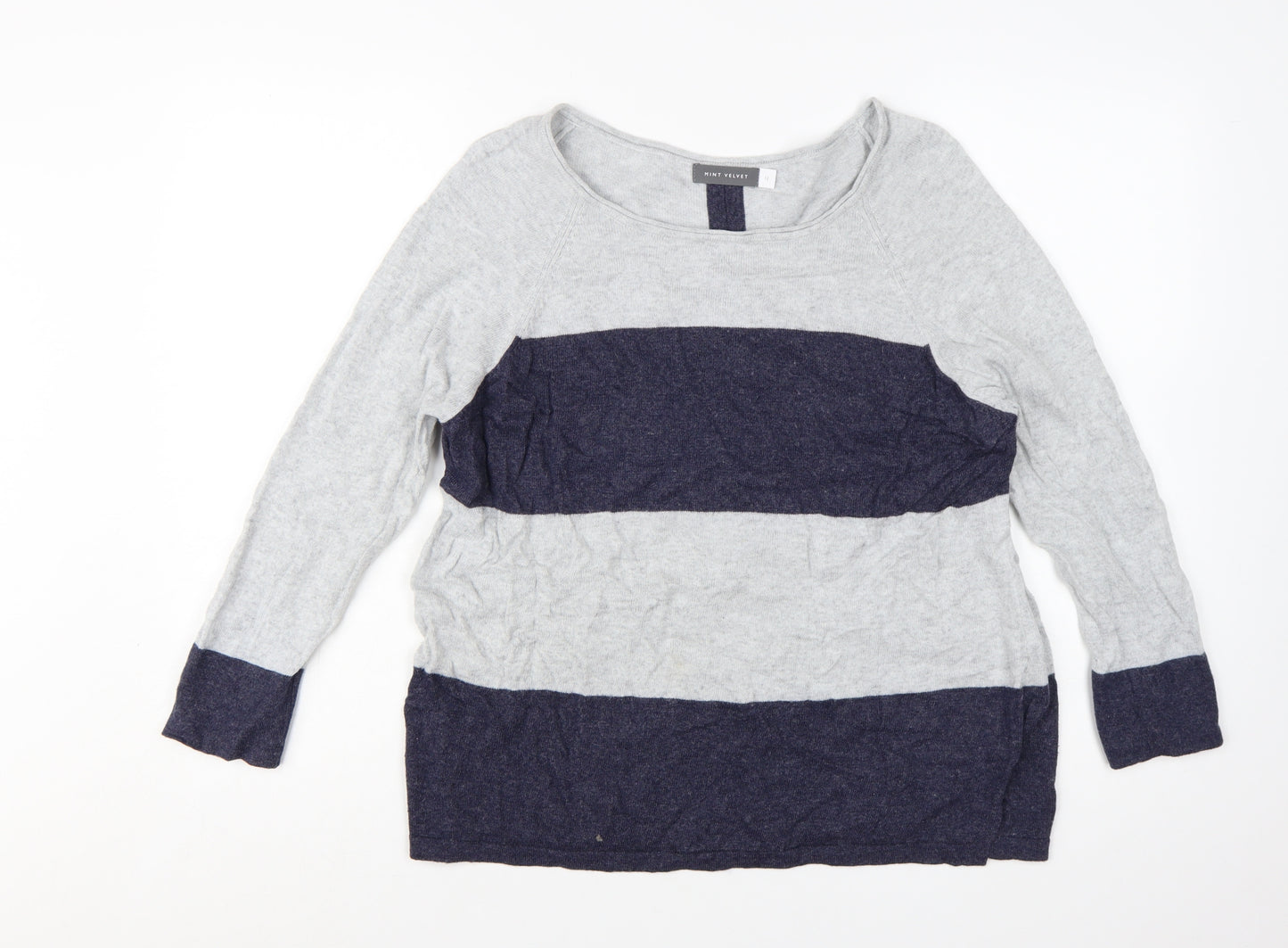 Mint Velvet Women's Grey Stripe Pullover Jumper Size 12