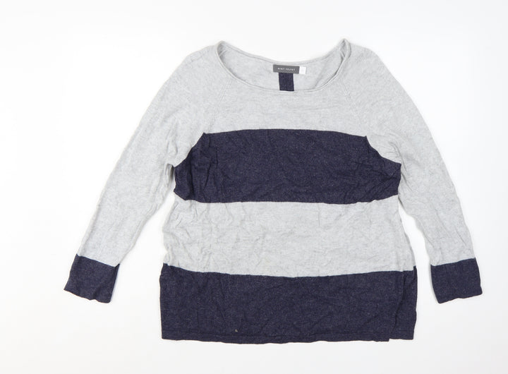 Mint Velvet Women's Grey Stripe Pullover Jumper Size 12