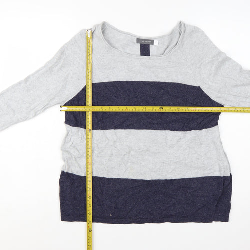 Mint Velvet Women's Grey Stripe Pullover Jumper Size 12