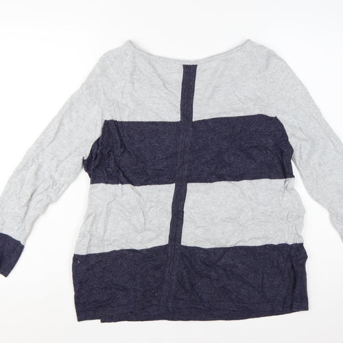 Mint Velvet Women's Grey Stripe Pullover Jumper Size 12