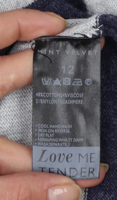 Mint Velvet Women's Grey Stripe Pullover Jumper Size 12