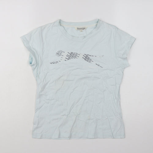 Slazenger Womens Blue Cotton Short Sleeve Basic T-Shirt Size 12