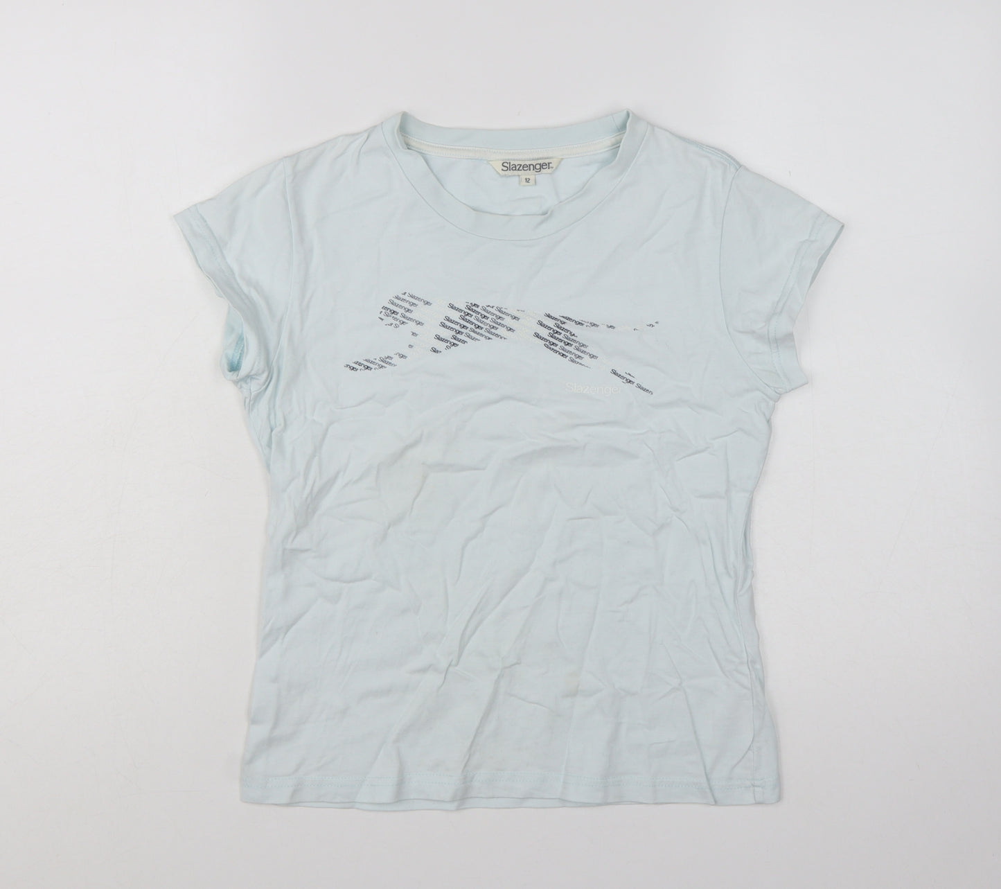 Slazenger Womens Blue Cotton Short Sleeve Basic T-Shirt Size 12