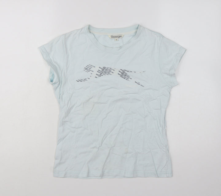 Slazenger Womens Blue Cotton Short Sleeve Basic T-Shirt Size 12