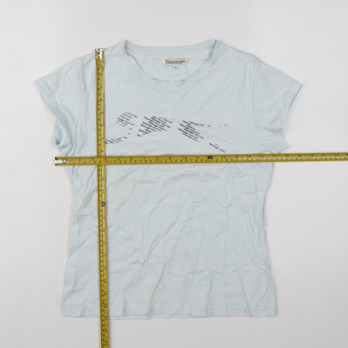 Slazenger Womens Blue Cotton Short Sleeve Basic T-Shirt Size 12