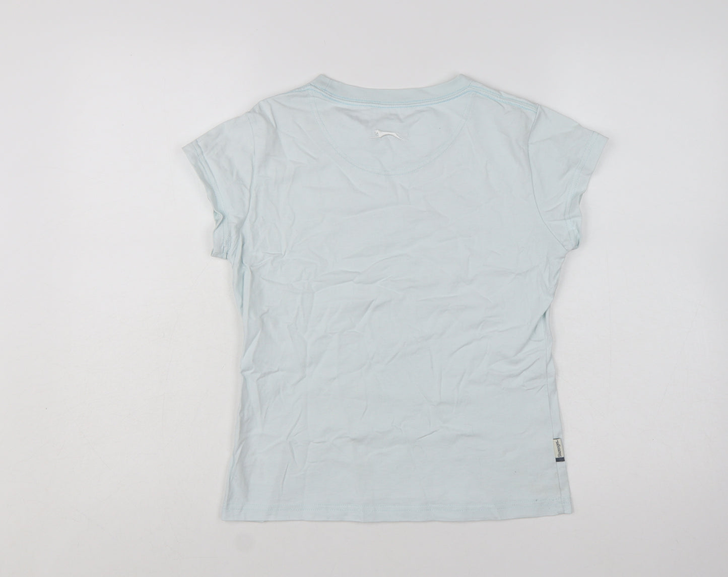 Slazenger Womens Blue Cotton Short Sleeve Basic T-Shirt Size 12