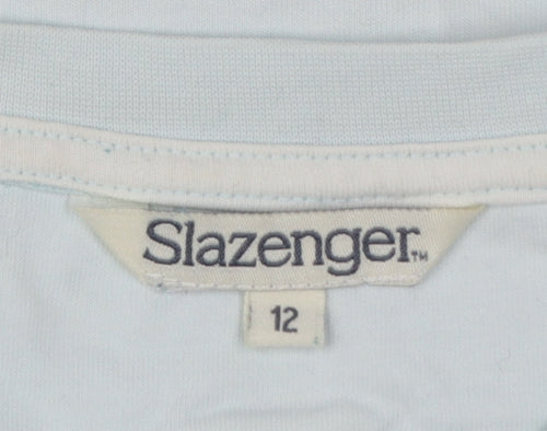 Slazenger Womens Blue Cotton Short Sleeve Basic T-Shirt Size 12