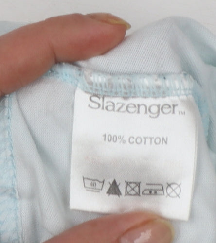 Slazenger Womens Blue Cotton Short Sleeve Basic T-Shirt Size 12