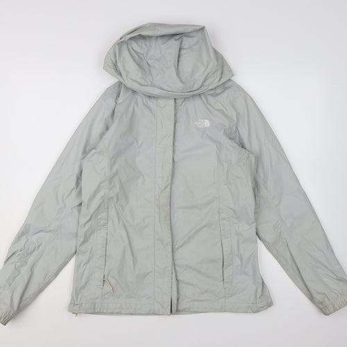 The North Face Women Grey Hooded Rain Coat Jacket M