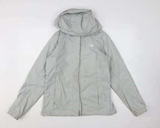 The North Face Women Grey Hooded Rain Coat Jacket M