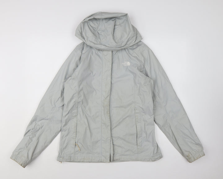 The North Face Women Grey Hooded Rain Coat Jacket M
