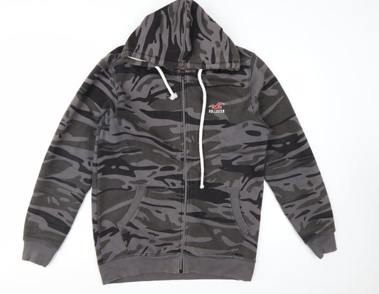 Hollister Men’s Grey Camouflage Full Zip Hoodie Size 2XL