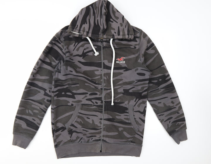 Hollister Men’s Grey Camouflage Full Zip Hoodie Size 2XL