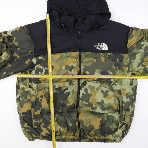 The North Face Men's Green Camouflage Puffer Jacket XL Hooded Down