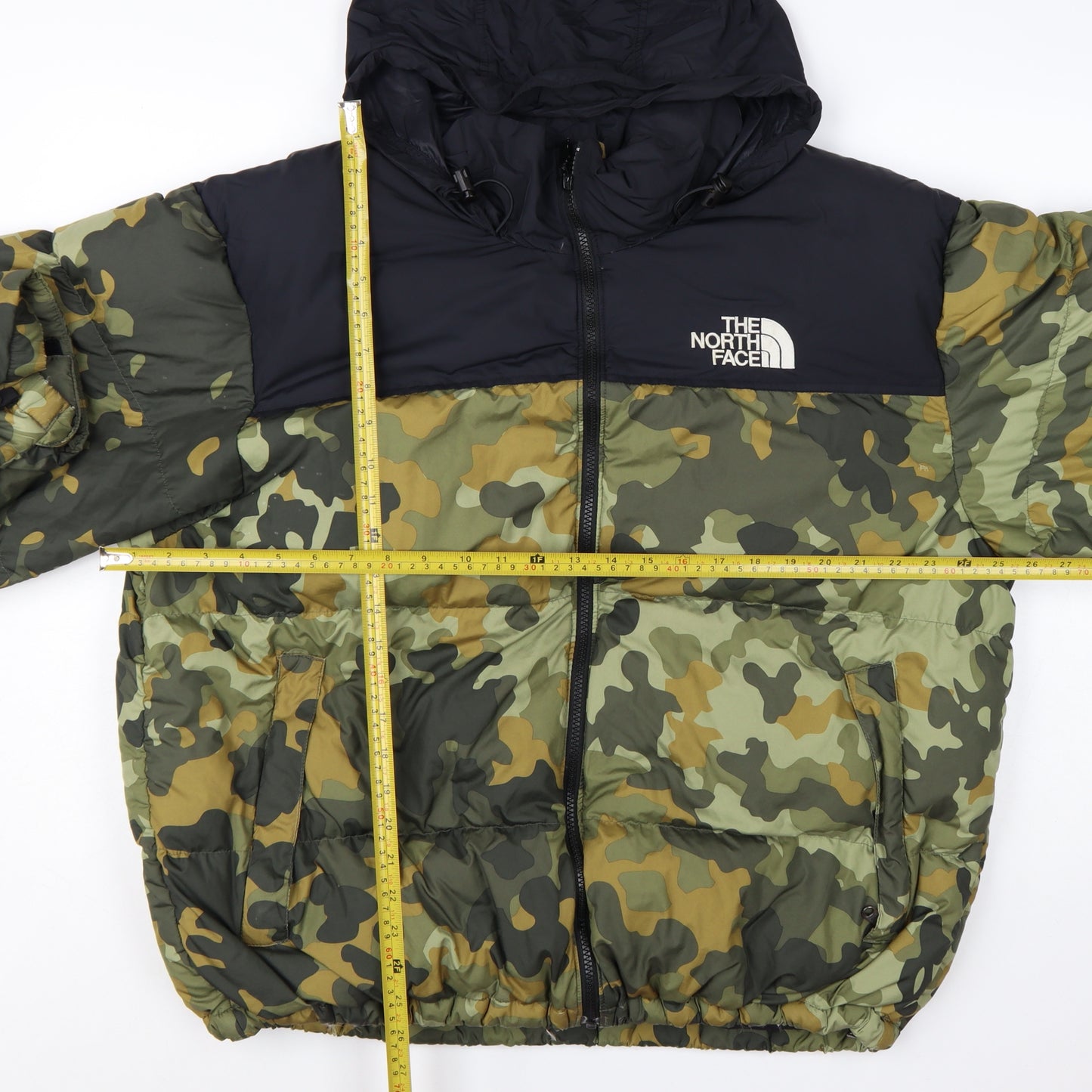 The North Face Men's Green Camouflage Puffer Jacket XL Hooded Down