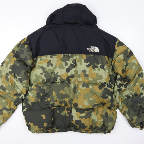 The North Face Men's Green Camouflage Puffer Jacket XL Hooded Down