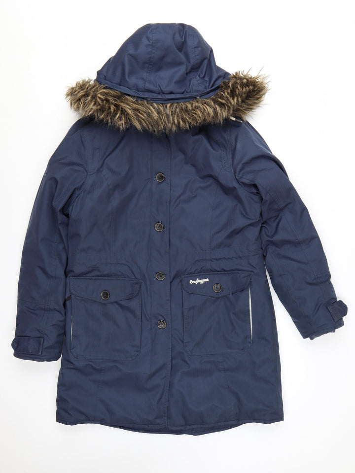 Craghoppers Women's Blue Waterproof Parka Coat Size 12 Hooded Fur Trim