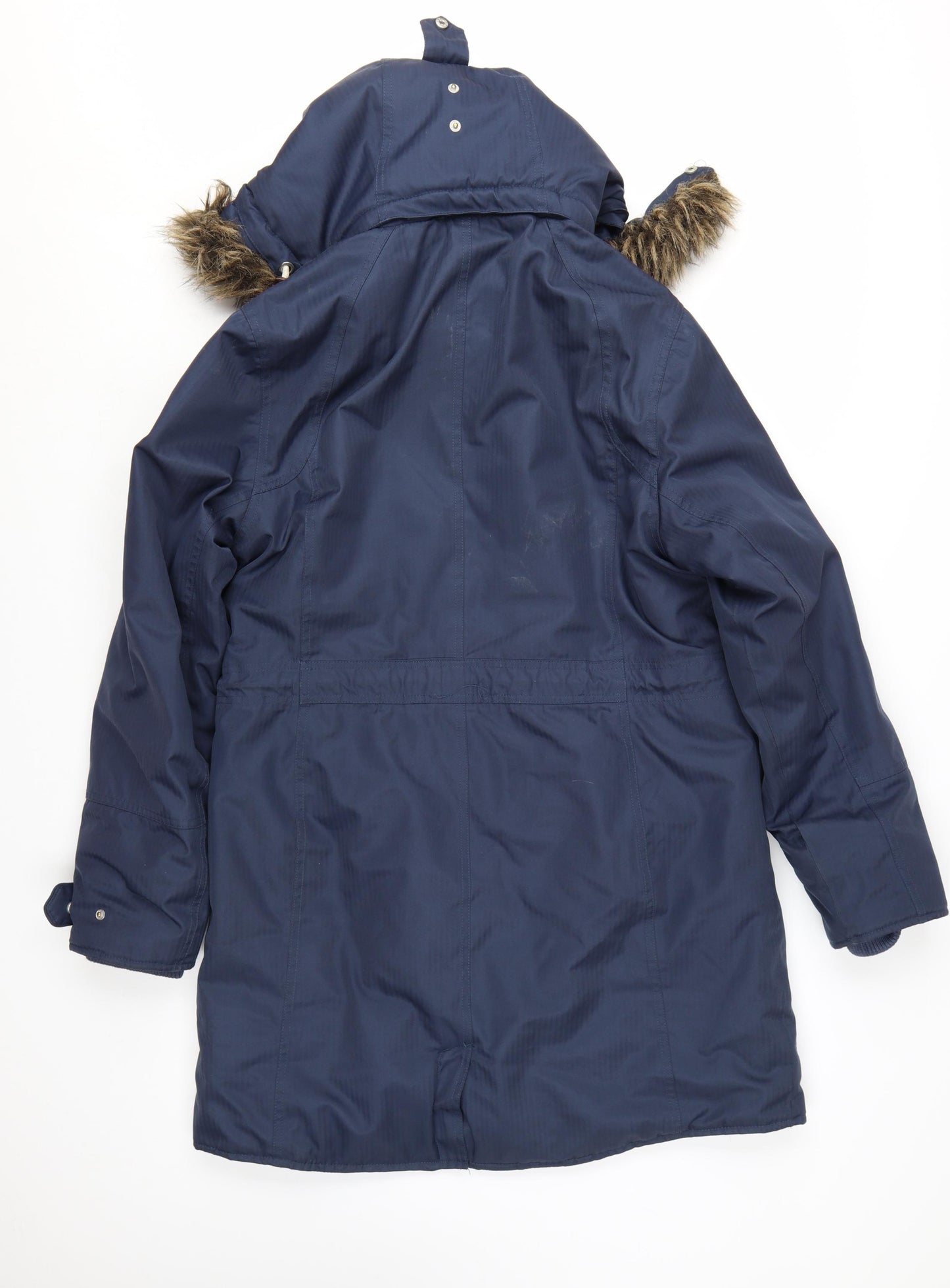 Craghoppers Women's Blue Waterproof Parka Coat Size 12 Hooded Fur Trim