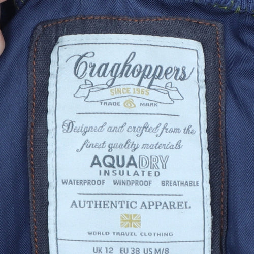 Craghoppers Women's Blue Waterproof Parka Coat Size 12 Hooded Fur Trim