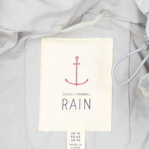 Seasalt Cornwall Women’s Grey Waterproof Hooded Rain Coat UK 14