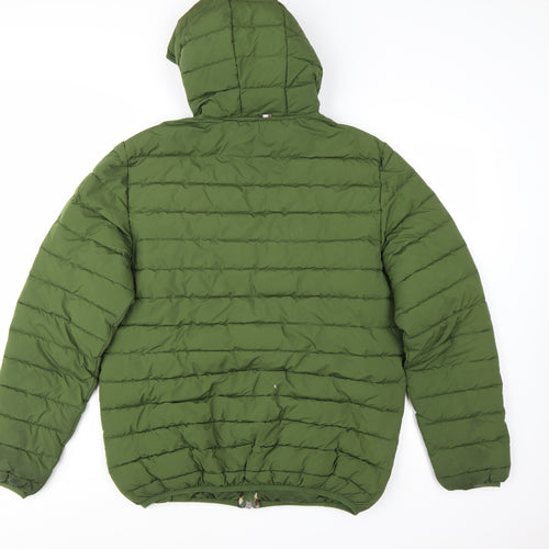 Aquascutum Men’s Green Hooded Puffer Jacket L Polyester Full Zip