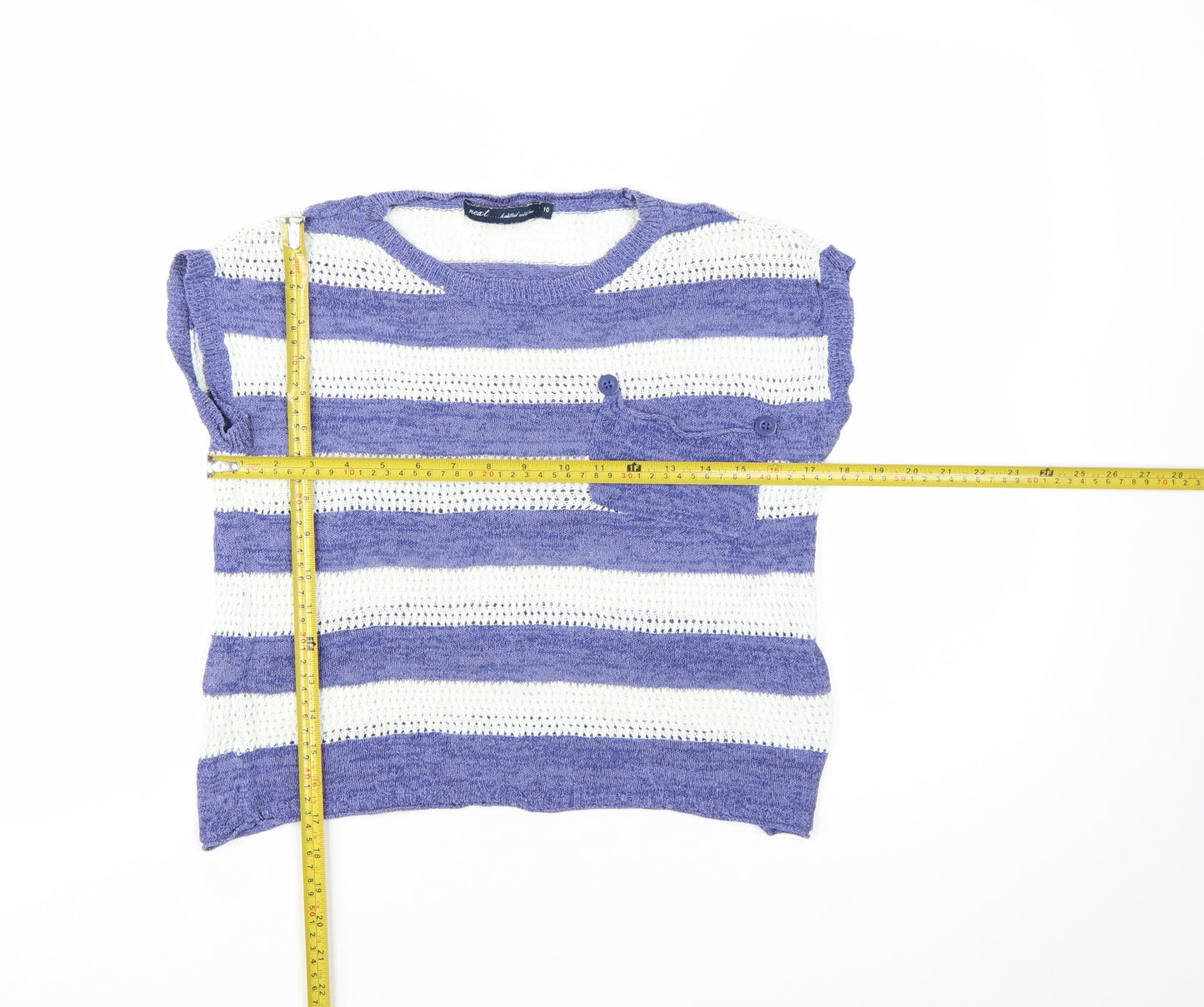Next Women’s Blue White Striped Knit Pullover Jumper Size 10