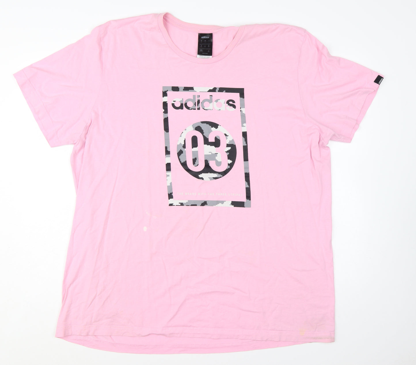 Adidas Men's Pink 2XL Graphic Logo Cotton T-Shirt