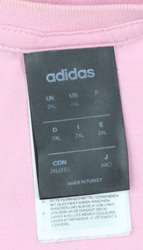 Adidas Men's Pink 2XL Graphic Logo Cotton T-Shirt