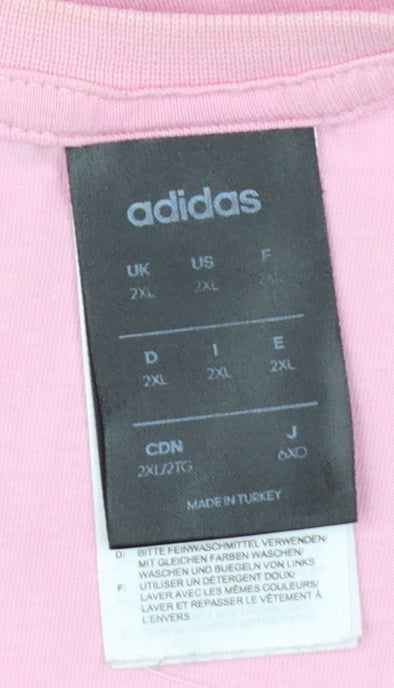 Adidas Men's Pink 2XL Graphic Logo Cotton T-Shirt