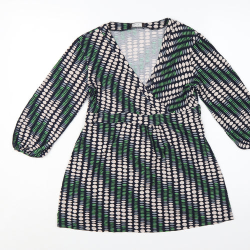 Principles Petite Women's Multicoloured Geometric Wrap Blouse Size 10
