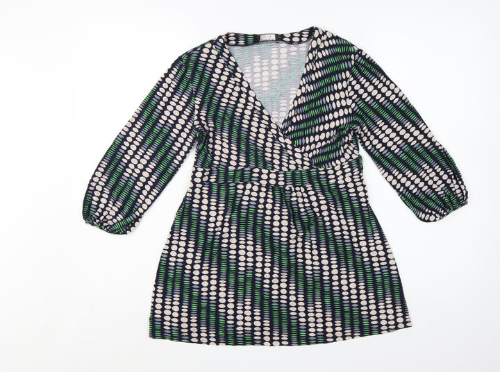 Principles Petite Women's Multicoloured Geometric Wrap Blouse Size 10