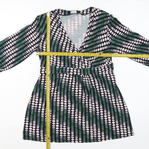 Principles Petite Women's Multicoloured Geometric Wrap Blouse Size 10