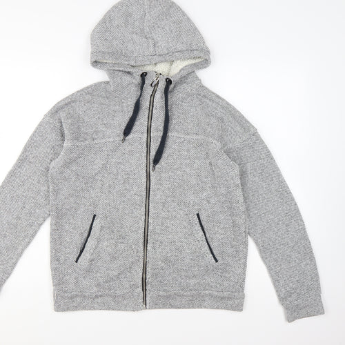 Next Women's Grey Full Zip Hooded Sweatshirt Size 10 Cotton Blend