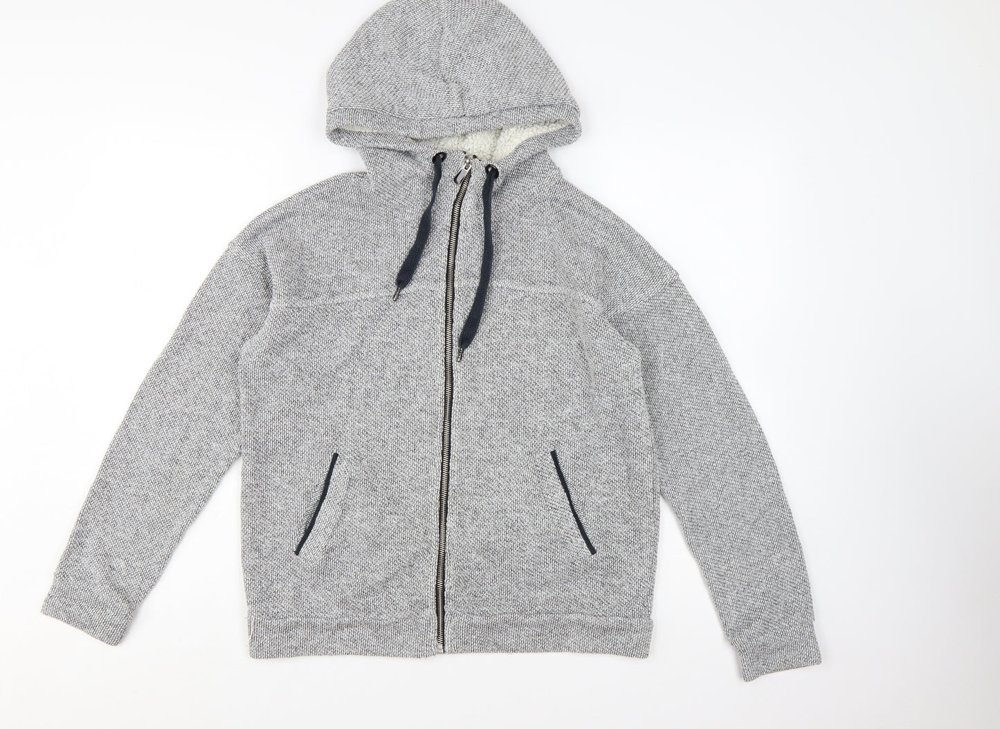 Next Women's Grey Full Zip Hooded Sweatshirt Size 10 Cotton Blend